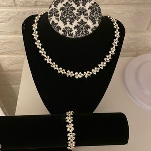 Faux diamond necklace and bracelet set.